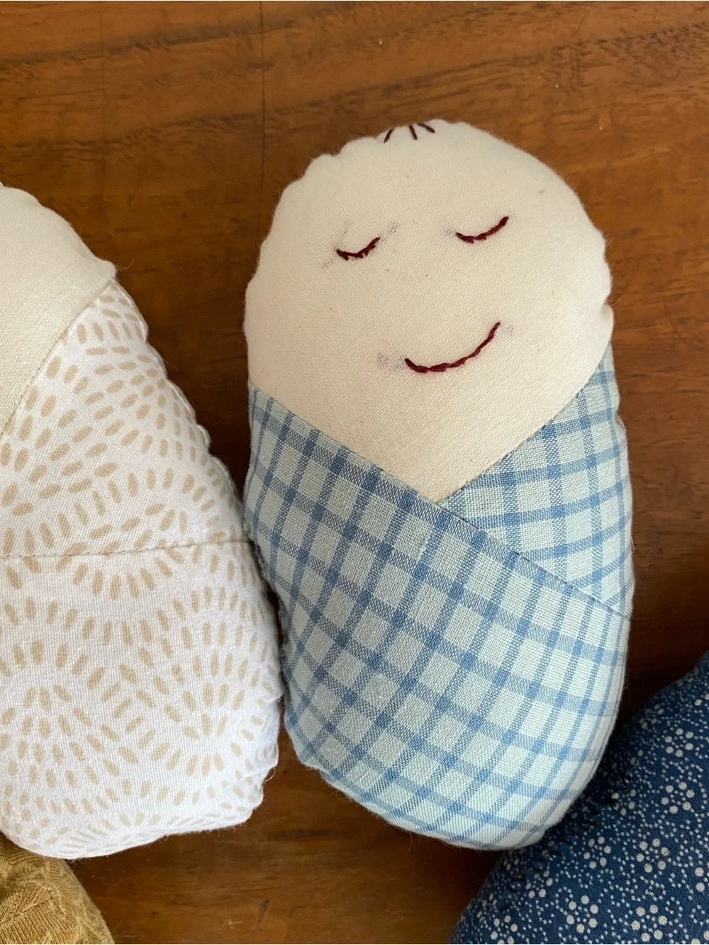Lot of 4 Quilted Plush Swaddled Baby Babies Comfort Dolls Sleeping Eyes Handmade
